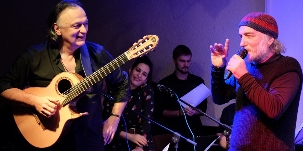 Zaza Miminoshvili und Fuat Saka bei einer Open World Music Stage im Jahr 2016