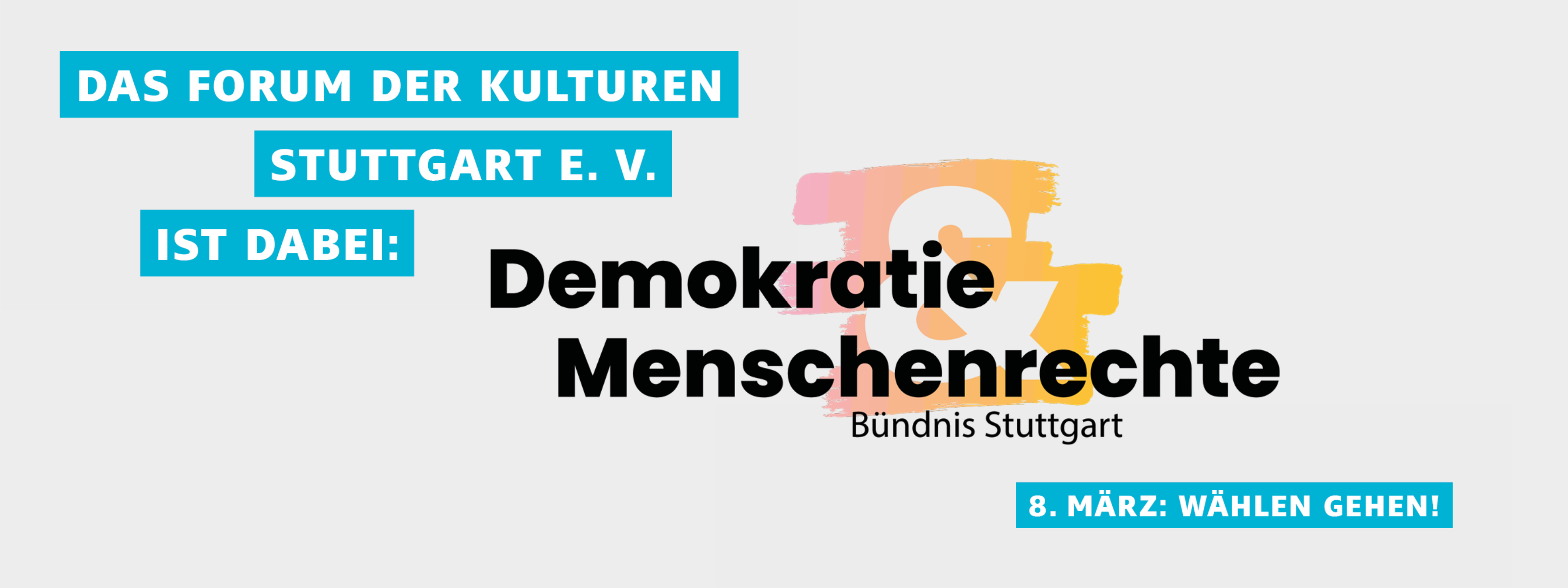 Das Bild zeigt das Logo des Bündnisses für Demokratie und Menschenrechte und den Hinweis, dass das Forum der Kulturen Mitglied im Bündnis ist
