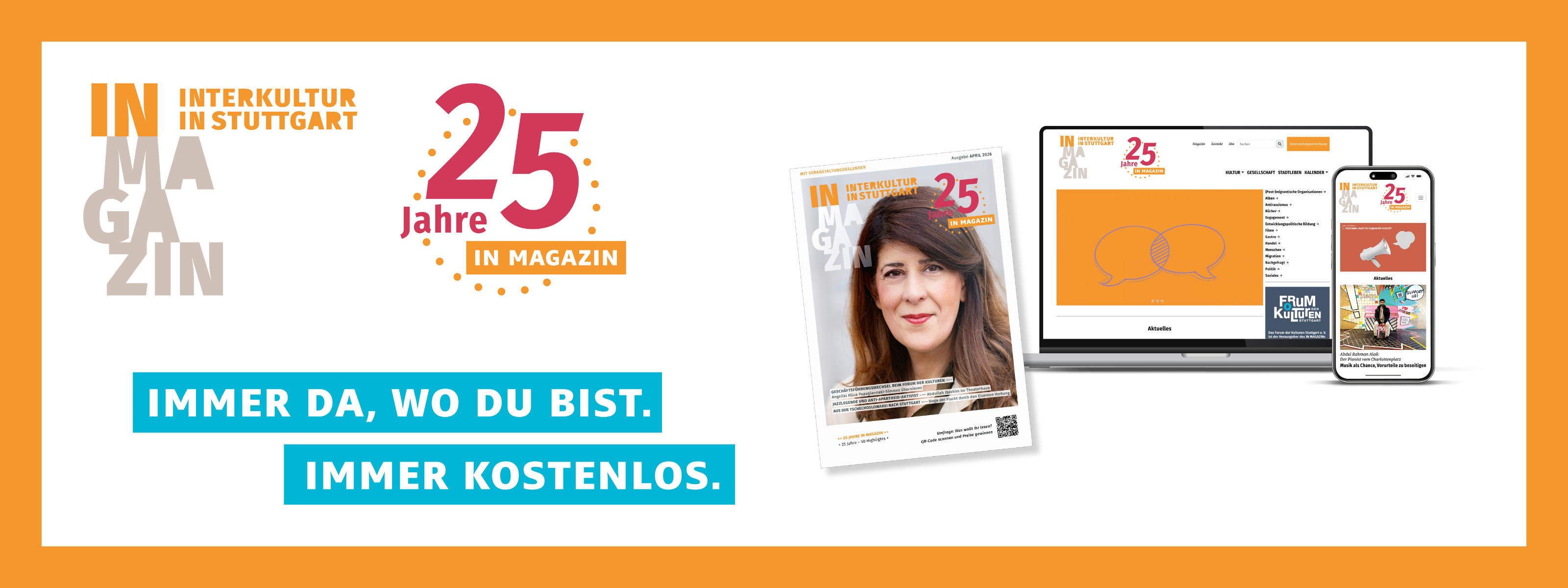 Das Bild zeigt das Logo der Monatszeitschrift IN MAGAZIN sowie den Hinweis auf das 25-jährige Jubiläum.